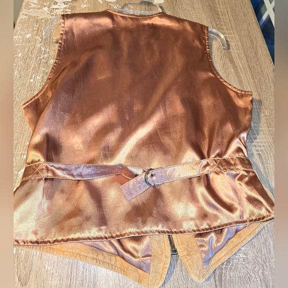 Vintage 90s Y2K Tan Suede Leather Zip-up Vest Faded Glory Women's M - Picture 4 of 8